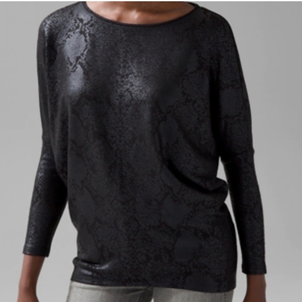 White House Black Markey knit tunic top python scales foil dolman sleeves blk SM